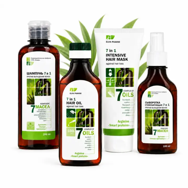 Elfa Pharm 7 Oils Anti-Hair Loss Care Set - Shampoo, Oil, Mask & Serum