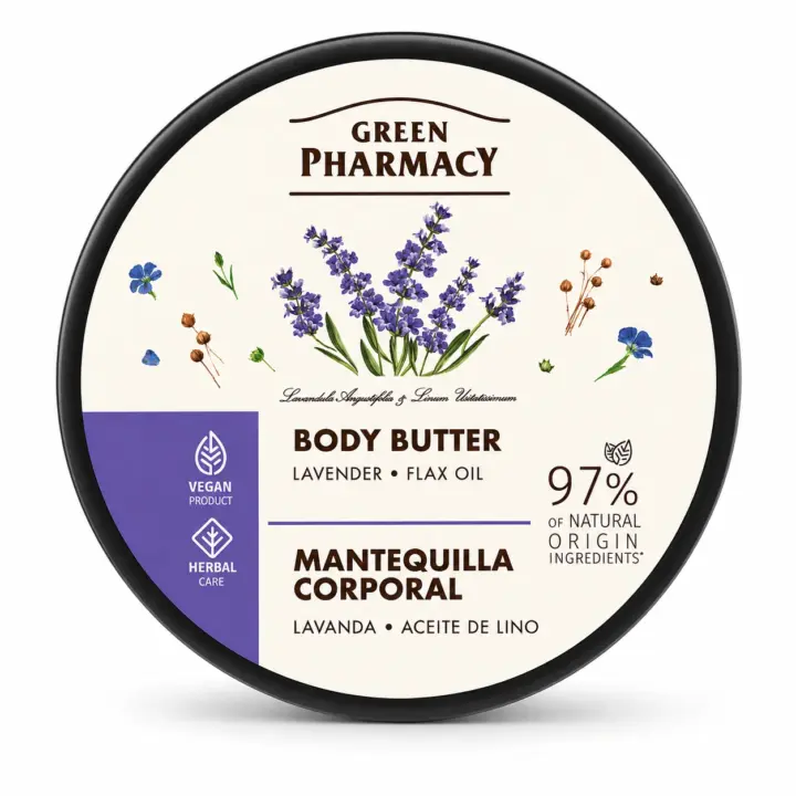 Green Pharmacy Body Butter - Lavender & Flax Oil - 97% Natural