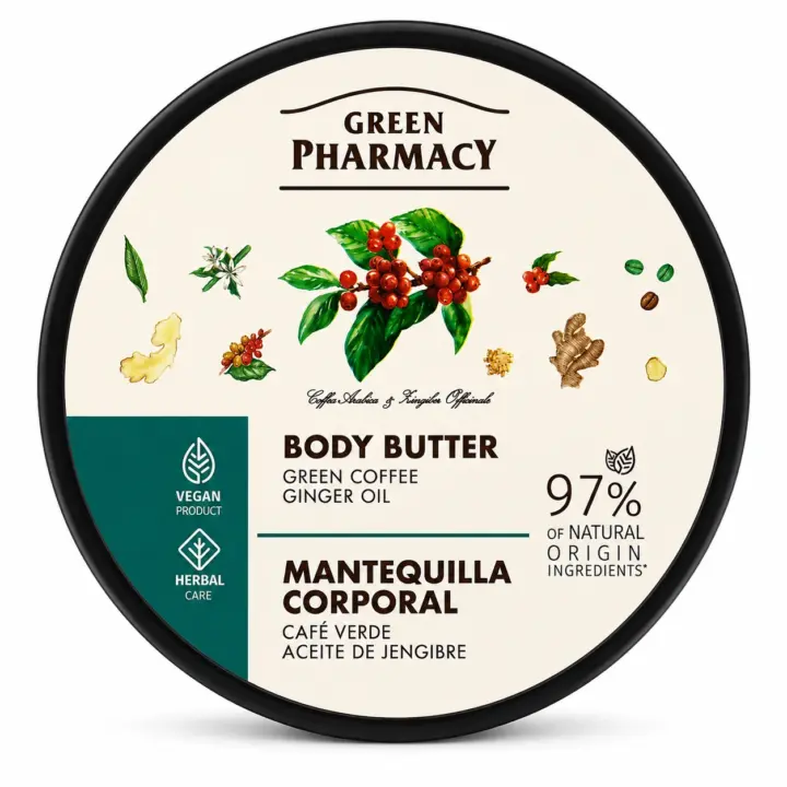 Green Pharmacy Body Butter - Green Coffee & Ginger Oil - 97% Natural